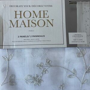 White Embroidered Curtain Panels